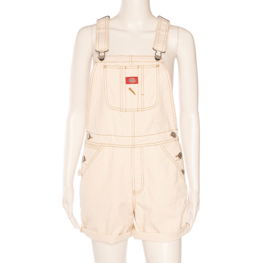 Kendall Jenners Dickies Sz S Beige denim carpenter short overalls new with tags